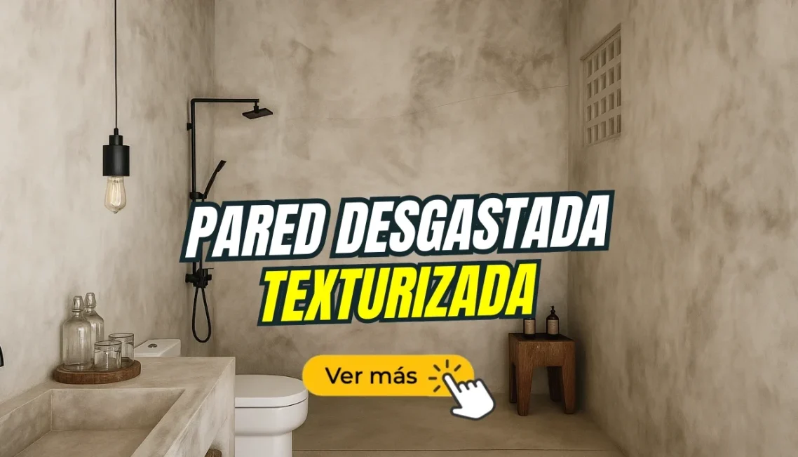 Placas decorativas pared desgastada texturizada Baño con pared desgastada y texturizada, con detalles decorativos.