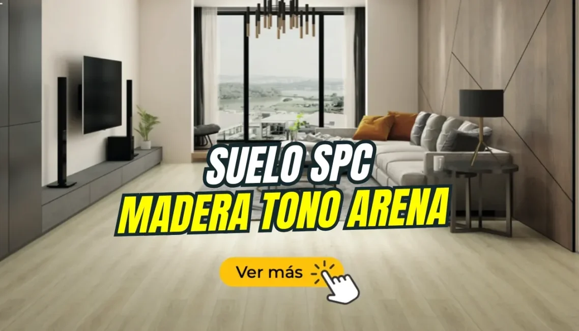 SUELO CLICK MADERA TONO ARENA Interior moderno con suelo de madera tono arena y muebles elegantes.