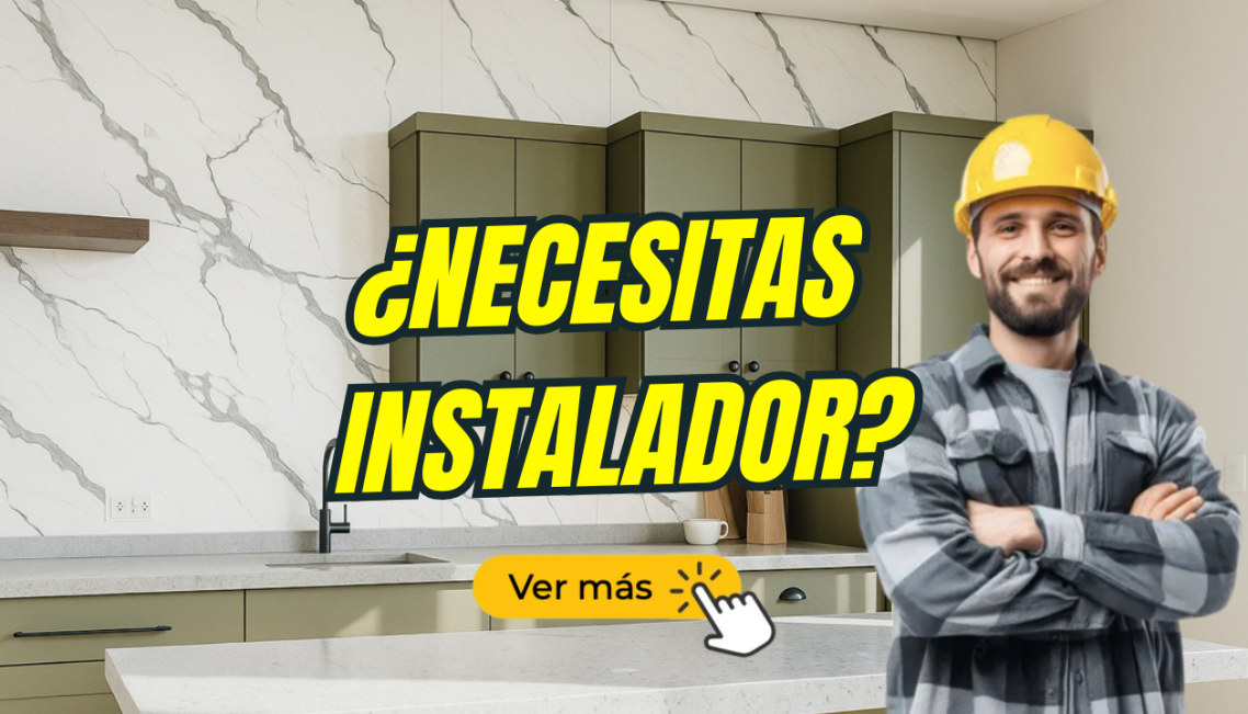 Necesitas instalador de placas decorativas? Cocina moderna con placas decorativas de mármol blanco y instalador de placas decorativas