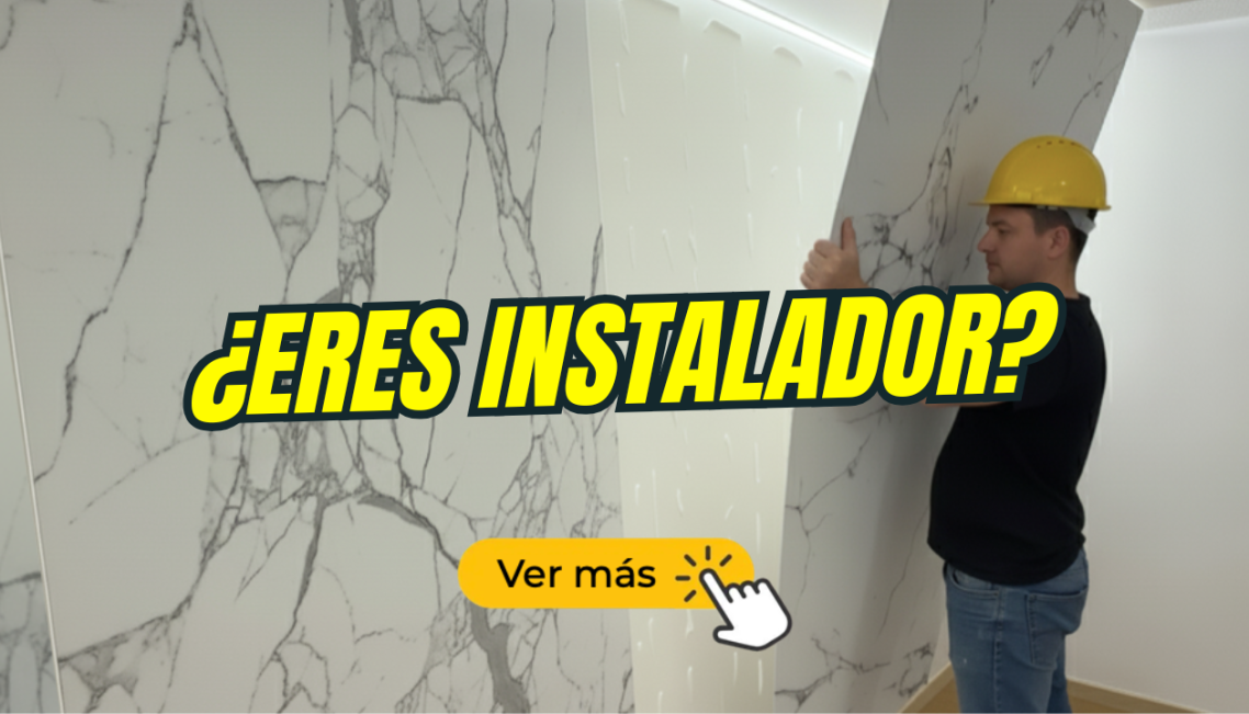 Necesitas instalador de placas decorativas? Cocina moderna con placas decorativas de mármol blanco y instalador de placas decorativas