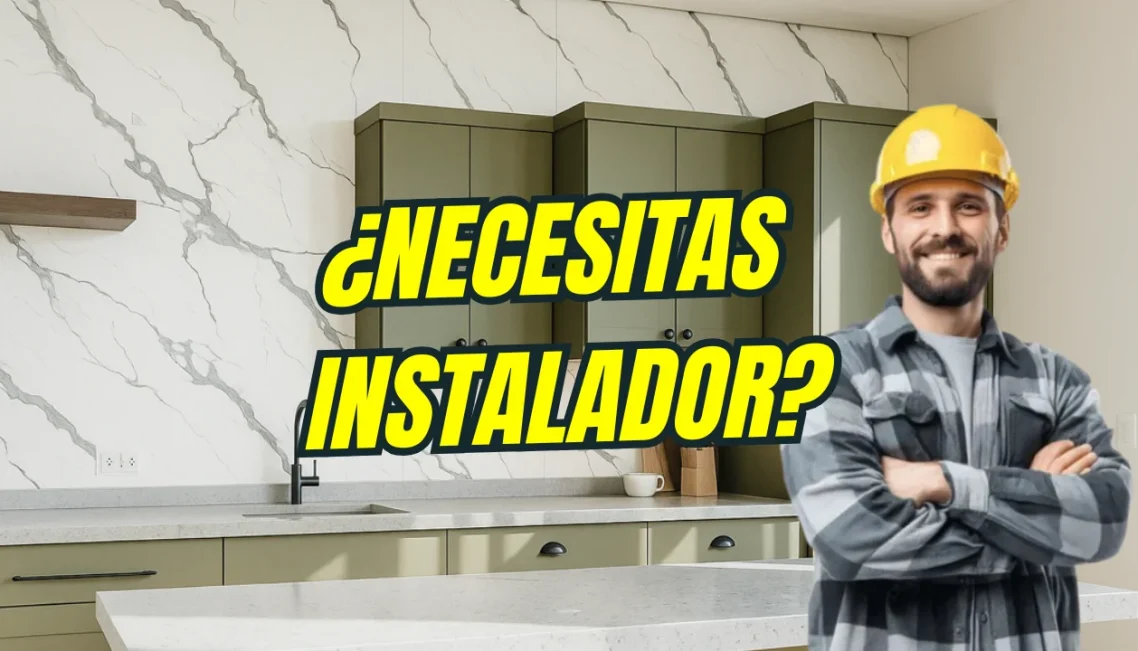 Necesitas instalador de placas decorativas? Cocina moderna con placas decorativas de mármol blanco y instalador de placas decorativas